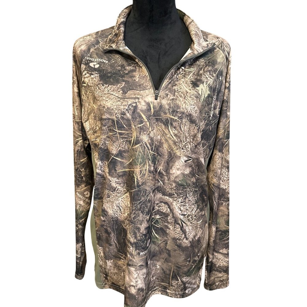 Nomad Men’s Mossy Oak Camo 1/4 Zip Long Sleeve Shirt M Hunting Outdoor Apparel